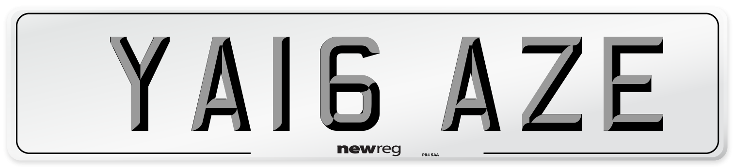 YA16 AZE Number Plate from New Reg